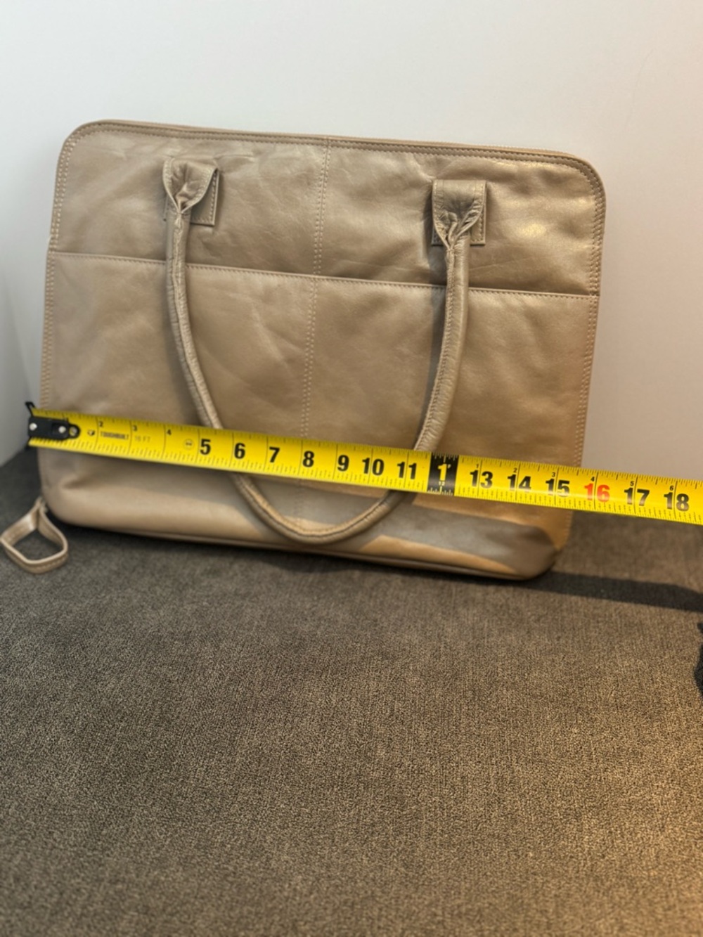 Latico Leather Shoulder Messenger Bag for 15 inch Laptop Beige - Picture 8 of 10